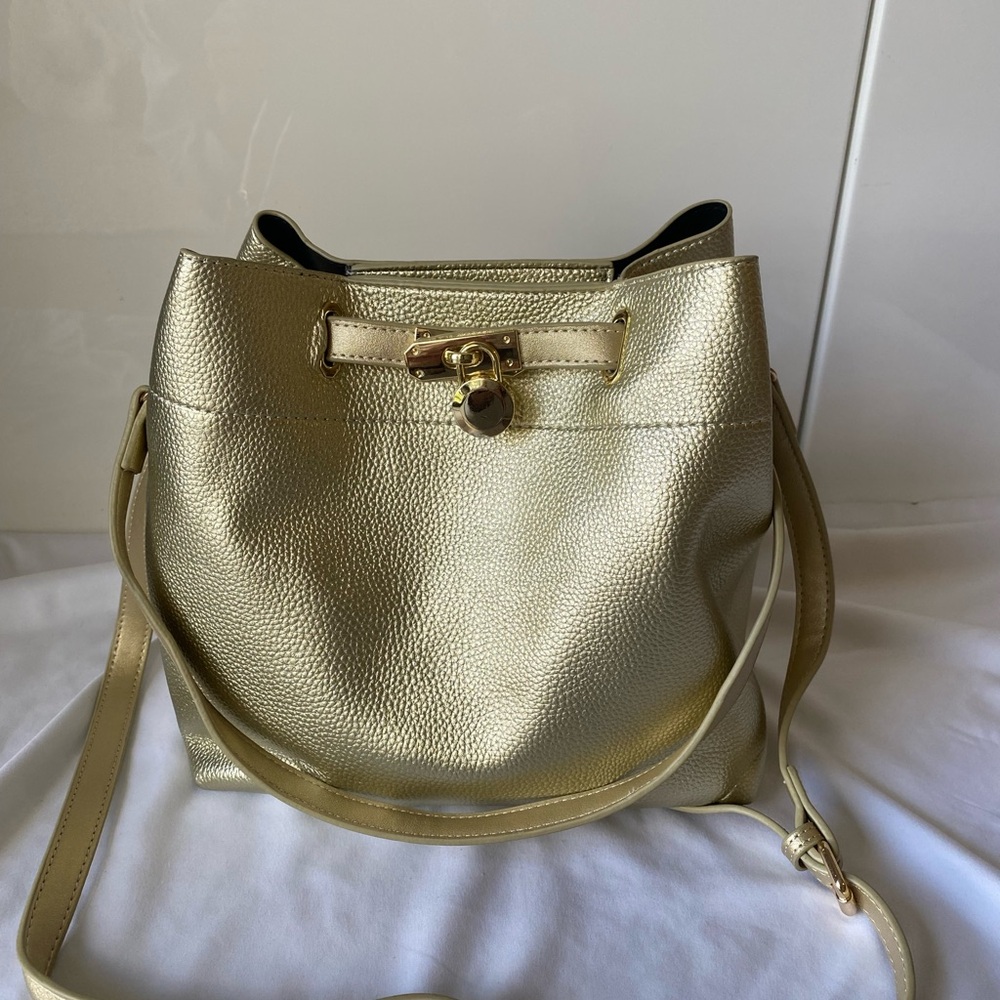 Gold Leather Shoulder Bag
